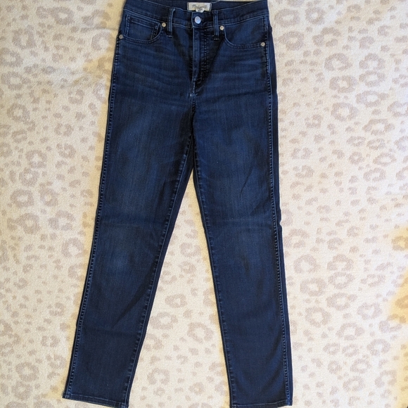 Madewell Stovepipe Jeans 27T 27 Tall Dark Wash Stretch 4 Straight Skinny High - Picture 7 of 12